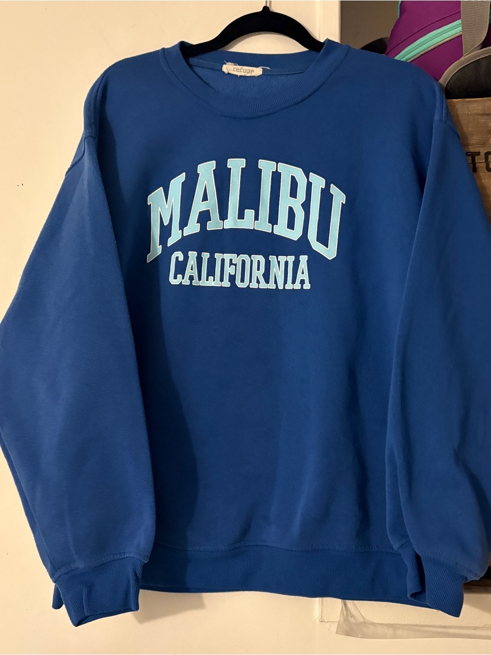 Refuge Blue Malibu California Crewneck Sweatshirt Size Large